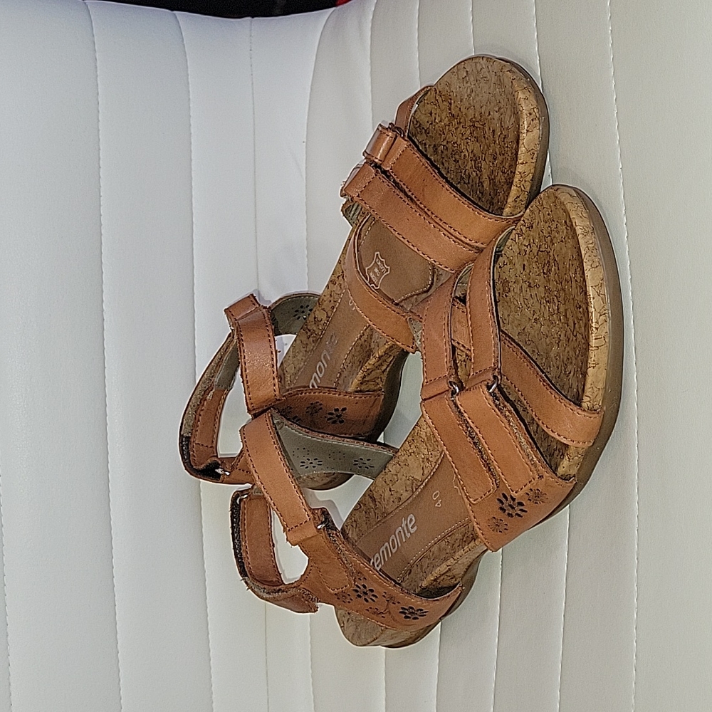 Remonte by Rieker Wedge Brown Leather Sandals Sz. 40